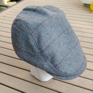 Gray Herringbone Flat Cap